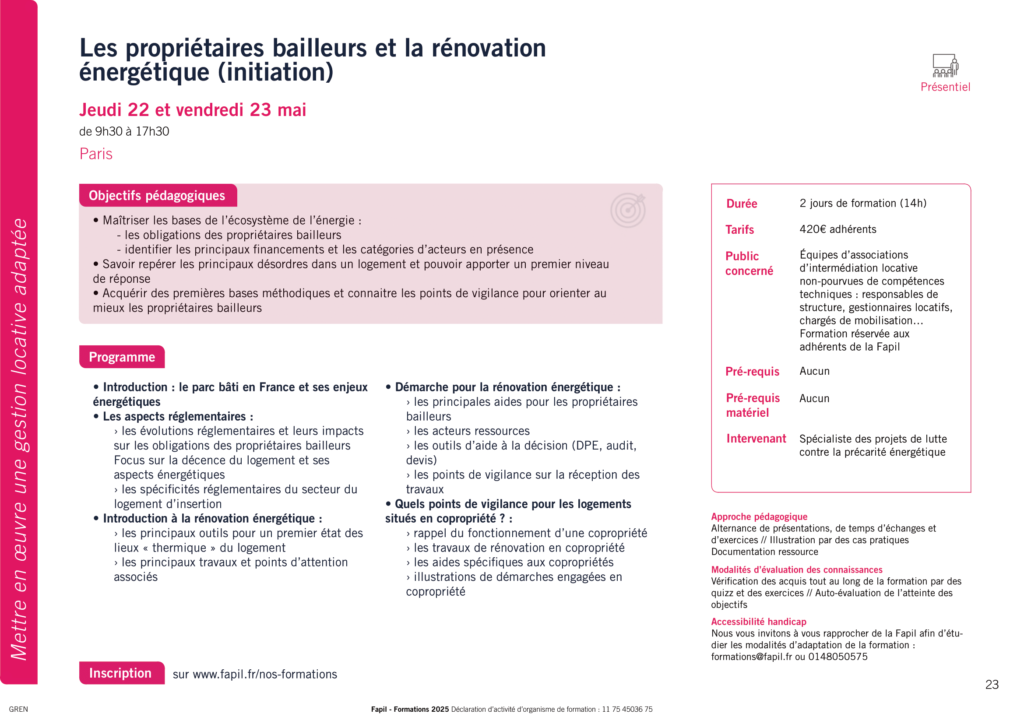 Catalogue de formations 2025 de la Fapil 3